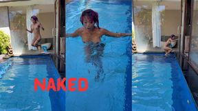 Naked Play. Jumping In The Pool