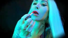 SENSUAL RED LIPS WITH GOLD PIERCINGS - pov, LIPSTICK FETISH, WORSHIP, MAKEUP