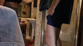 Grey booty shorts busting