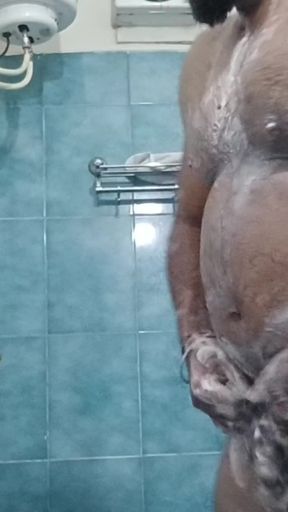 Indian Nude Daddy Enjoying a Hot Shower and Showing Off His Wet Body   Clip 1