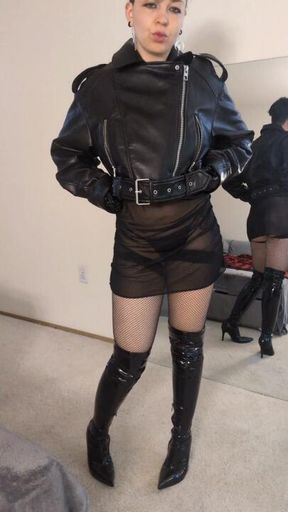 Weak Leather Loser ( Leather/Zipper Kink, Tease)