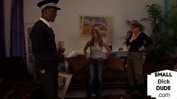 Tiny dick dominas wanking pathetic cop in threesome