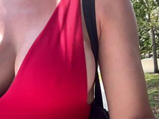 European Milf Artemisia Love showing her beautiful breast in public