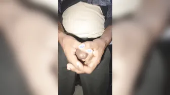 Desi Indian twink strokes his big cock to a creamy cumshot