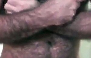 Hairy Daddy Strokes His Cock