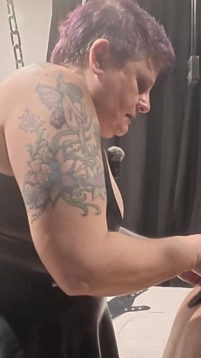 Latex bubble preps for his impending session with me   Clip 1