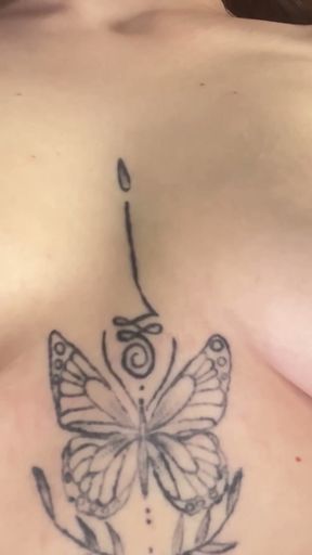Kristi Ren slaps herself with a whip and sucks her long nipples   Clip 1