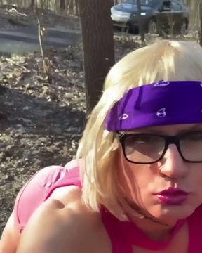 Slutty Sissy Gym, Bus Stop, Booty Shorts Dildo Assfuck