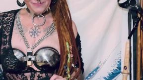 Punky-Glam Steel Show: Full Metal Chastity Bra & Locking Belt