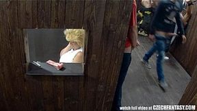 Double fucked intense glory hole group sex