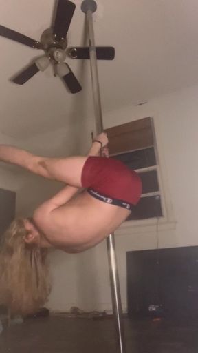 Blonde stripper twink shows off