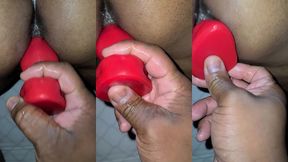 training my ebony woman with a werewolf dildo. she took the knott!!!