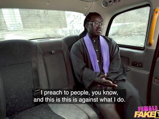 Female Fake Taxi Large Titty Pornstar Black Mystique Rides A Priest In The Back Of Her Taxi