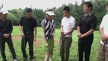 Kinky japanese golf lady Riko Oshima fucks half of the members on the 18th hole