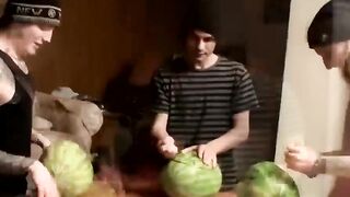 Str8Thugs.com - Three horny twinks engage in a shared jack off session with a messy f