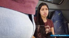 Horny Brazilian Teen Looking At Big Bulge On The Bus