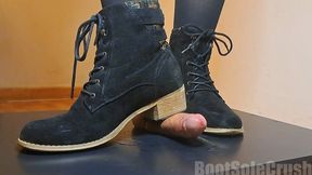 Black Lace-Up Combat Boots Style POV - CBT Board Trample and Kicks - Explosive Cum under Soles (12 Min).