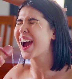 Too much cum for sexy face