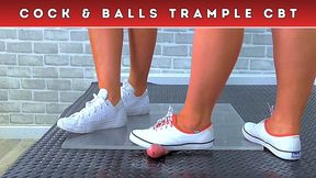 Goddess Amber & Miss Lucy - Flattening Your Cock & Balls Under Our White Pumps & Plexiglass (182) - Slave Cam - Trample Trampling CBT Ballbusting Crush Trainer Sneaker Converse Keds Fetish