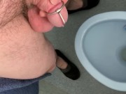 Pissing through a urethra plug - stimulate the flow through penis