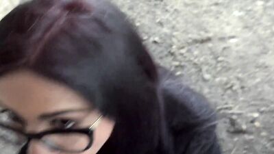 Juicy ass Spanish exchange student sucks friend's dick outdoors and gets fucked