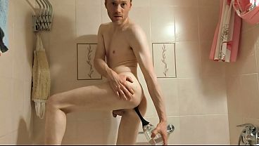LanaTuls - Anal Slut and Whore Testing Automatic Anal Enema Cleaner.. TG: MoscowFaggot