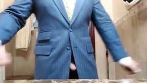 Big-Cock Daddy Strokes in Suit