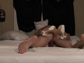 Blonde Gets Slapped by Huge Balls During Footjob