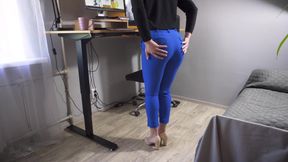 Office Secretary Teases Panty Line Till Takes off Pants