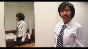 man mirror looks trans masturbation
