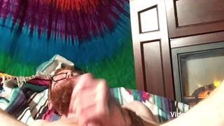 Playing with tight ass with a cumshot on chest