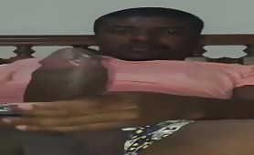 Young black dude stroking his monster