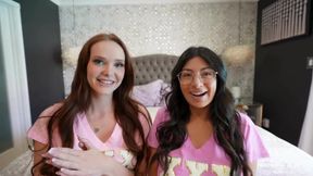 Sorority sluts tag team their advisor in wild FFM threesome
