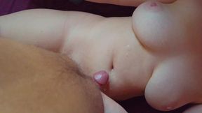 I Jerk him Off to Cum on my Belly Button! Red Hairy Pussy Busty Amateur MILF Ginger Ale