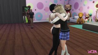 Wednesday Addams and Enid. Roommates invite friends to long group sex - double penetration