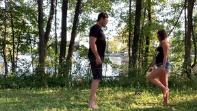 Strip Ballbusting and Blowjob Outdoors with Katie Katt - WMV (SD)