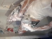 Soapy sneakers on my dick