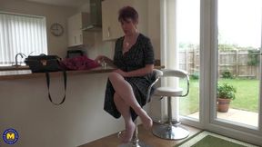 Busty Redhead GILF Edges Her Shaved Pussy With Some New Toys