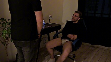 Bouncing on a Dildo with His Dick in My Mouth