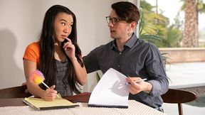 Gorgeous brunette Kimmy Kimm gives a gorgeous blowjob