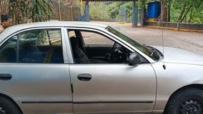 Driving my car working as an uber picking up a ride and pumping pedals (3)