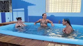eu e minhas amigas acabamos fudendo com o piscineiro
