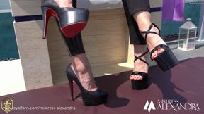 Foot worship, trampling, heel lick for Mistress Alexandra Balance and Goddess Tangent