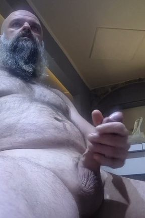Stroking His Huge Cock and Cumming