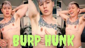 Sexy FtM Muscle Hunk Flexing and Belching for You with Banter and Burps