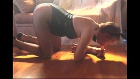 Crossdresser bunny sucking dildo