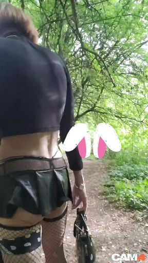 Offered to Caresses and Getting Pounded From Everywhere. Little Tease in the Forest.