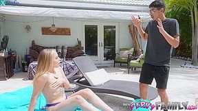 A Perv Sexy Blonde Chick Catches Her Step-bro On Spying Her And Gives Him The Required Fuck