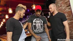 Black Guys Sharing The Bartender At A Pub