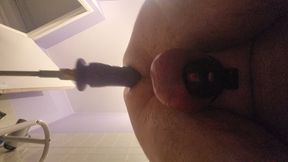 Fucking machine with nipples clams and Gag